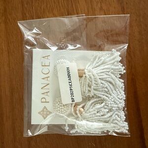 Panacea Cache White Beaded Tassel Earrings